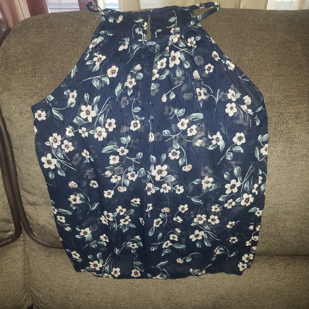 Sheer blue flowered top nwot